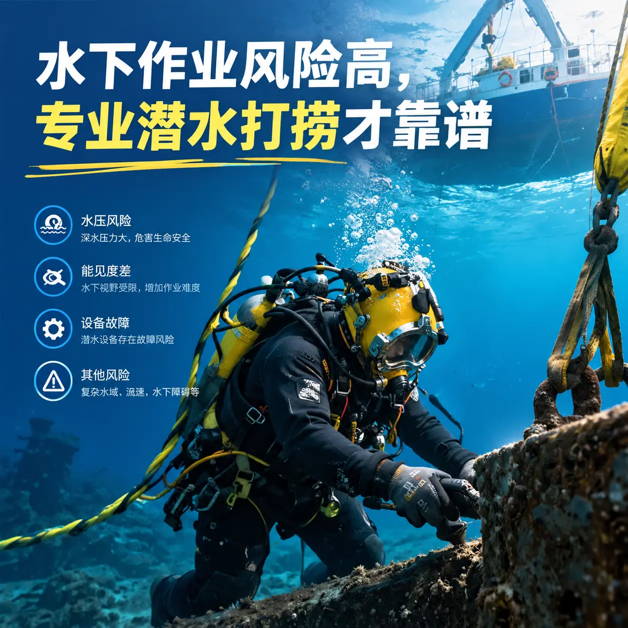 水下作业风险高，东胜专业潜水打捞才靠谱